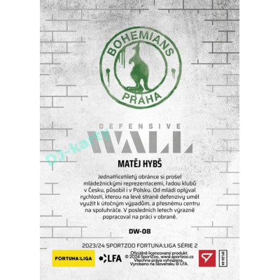 2023/24 Sportzoo Fortuna Liga 2. série #DW-08 Matěj Hybš Defensive Wall