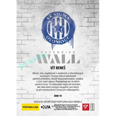 2023/24 Sportzoo Fortuna Liga 2. série #DW-11 Vít Beneš Defensive Wall