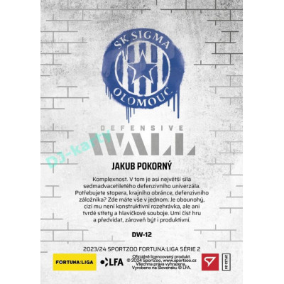 2023/24 Sportzoo Fortuna Liga 2. série #DW-12 Jakub Pokorný Defensive Wall