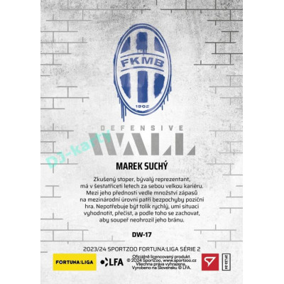2023/24 Sportzoo Fortuna Liga 2. série #DW-17 Marek Suchý Defensive Wall