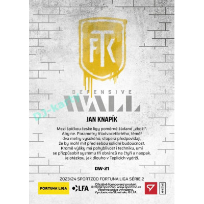 2023/24 Sportzoo Fortuna Liga 2. série #DW-21 Jan Knapík Defensive Wall