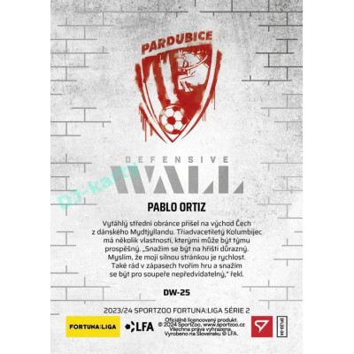 2023/24 Sportzoo Fortuna Liga 2. série #DW-25 Pablo Ortiz Defensive Wall