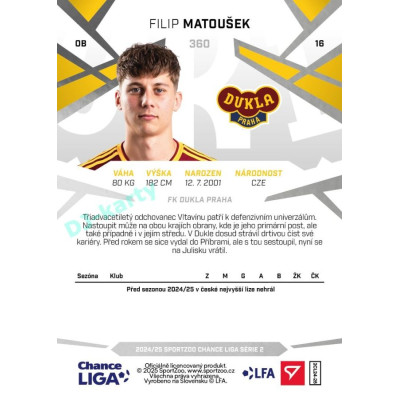 2024/25 Sportzoo Chance Liga 2. série #360 Filip Matoušek