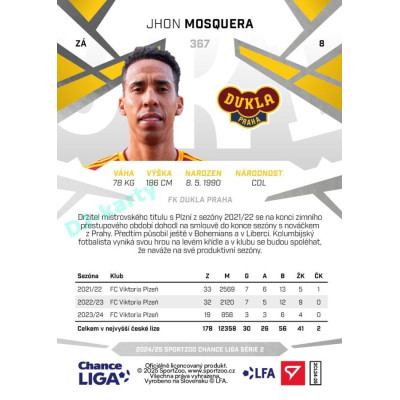 2024/25 Sportzoo Chance Liga 2. série #367 Jhon Mosquera