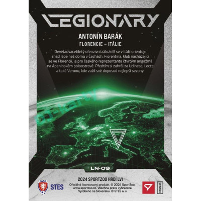 2024 Sportzoo HRDÍ LVI #LN-09 Antonín Barák Legionary