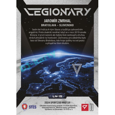 2024 Sportzoo HRDÍ LVI #LN-15 Jaromír Zmrhal Legionary