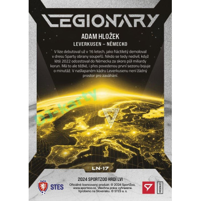 2024 Sportzoo HRDÍ LVI #LN-17 Adam Hložek Legionary