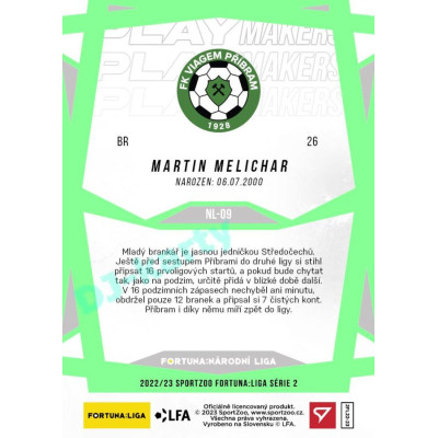 2022/23 Sportzoo Fortuna Liga 2. série #NL-09 Martin Melichar F:NL Playmakers