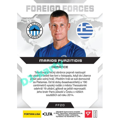 2021/22 Sportzoo Fortuna Liga Marios Purzitidis #FF20 Foreign Forces