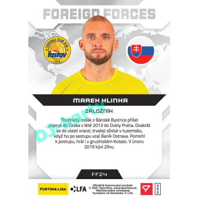 2021/22 Sportzoo Fortuna Liga Marek Hlinka #FF24 Foreign Forces