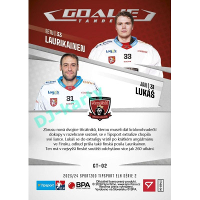 2023/24 Sportzoo ELH 2. serie #GT-02 Eetu Laurikainen-Jan Lukáš Goalie Tandem