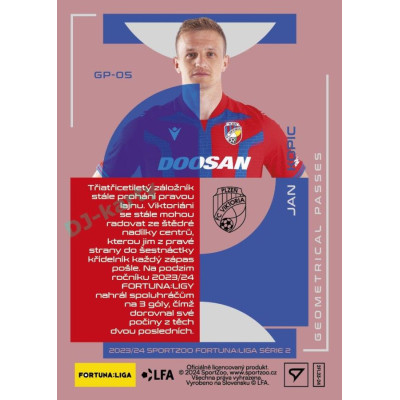 2023/24 Sportzoo Fortuna Liga 2. série #GP-05 Jan Kopic Geometry Passes