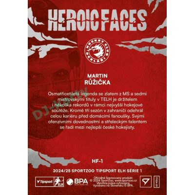 2024/25 Sportzoo ELH 1. serie #HF-1 Martin Růžička Heroic Faces
