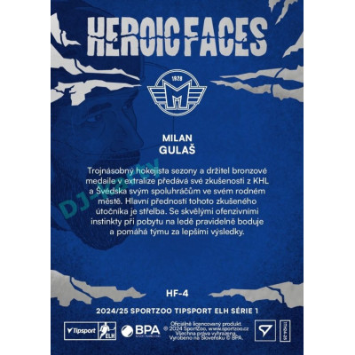 2024/25 Sportzoo ELH 1. serie #HF-4 Milan Gulaš Heroic Faces
