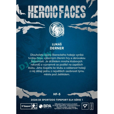 2024/25 Sportzoo ELH 1. serie #HF-5 Lukáš Derner Heroic Faces