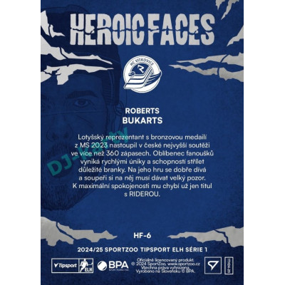 2024/25 Sportzoo ELH 1. serie #HF-6 Roberts Bukarts Heroic Faces