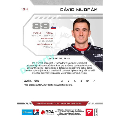2024/25 Sportzoo ELH 1. serie #134 Dávid Mudrák