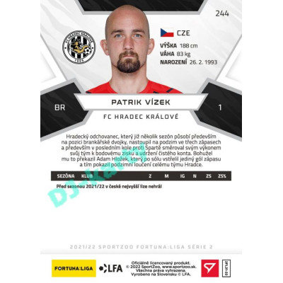 2021/22 Sportzoo Fortuna Liga 2. série #244 Patrik Vízek