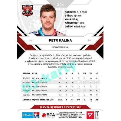 2021/22 Sportzoo TIPSPORT ELH 2. série #304 Petr Kalina