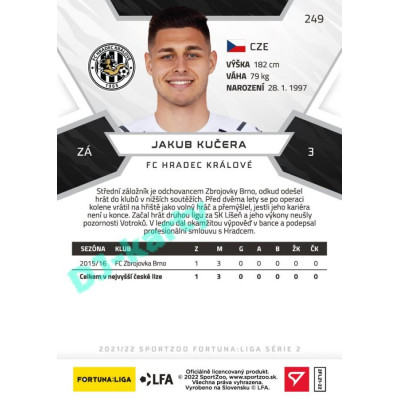 2021/22 Sportzoo Fortuna Liga 2. série #249 Jakub Kučera