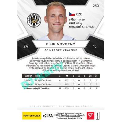 2021/22 Sportzoo Fortuna Liga 2. série #250 Filip Novotný