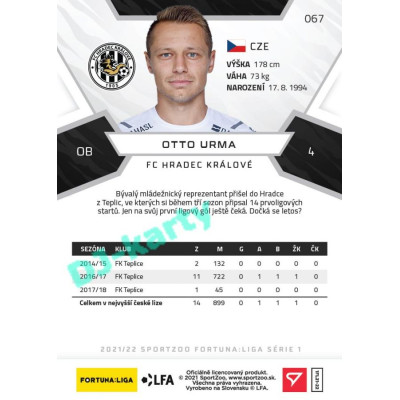 2021/22 Sportzoo Fortuna Liga Otto Urma #67