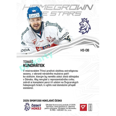 2025 Sportzoo Hokejové ČESKO #HS-08 Tomáš Kundrátek Homegrown Ice Stars