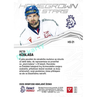2025 Sportzoo Hokejové ČESKO #HS-21 Petr Koblasa Homegrown Ice Stars