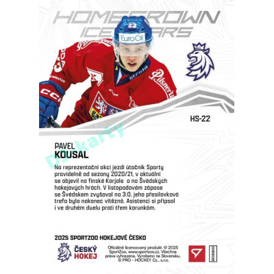 2025 Sportzoo Hokejové ČESKO #HS-22 Pavel Kousal Homegrown Ice Stars