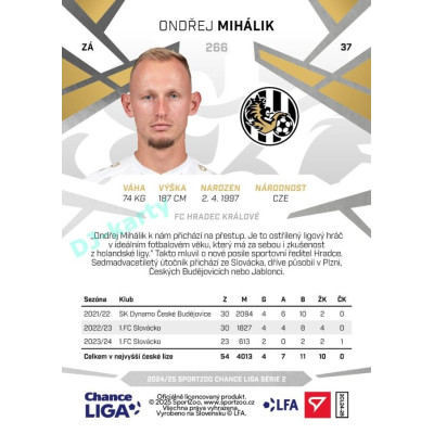 2024/25 Sportzoo Chance Liga 2. série #266 Ondřej Mihálik