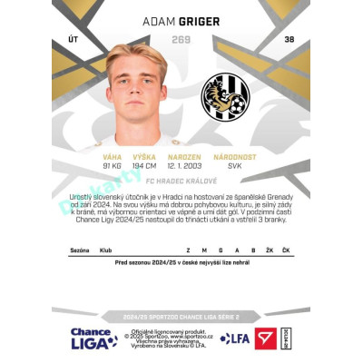 2024/25 Sportzoo Chance Liga 2. série #269 Adam Griger