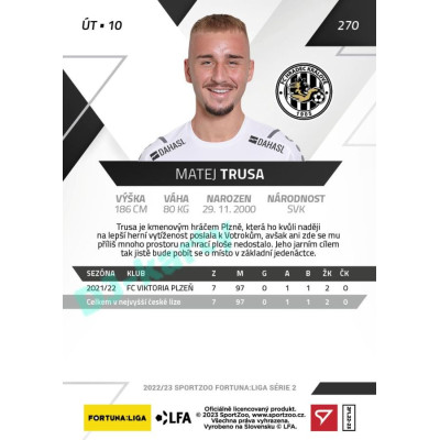 2022/23 Sportzoo Fortuna Liga 2. série #270 Matej Trusa