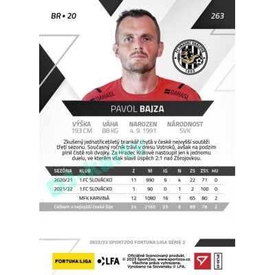 2022/23 Sportzoo Fortuna Liga 2. série #263 Pavol Bajza