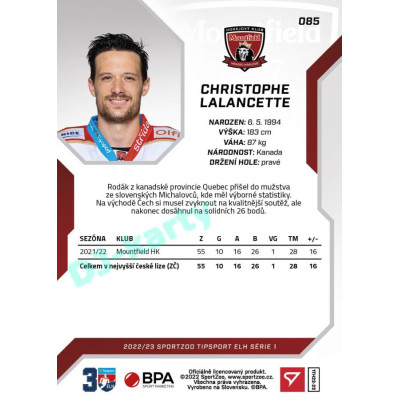 2022/23 Sportzoo ELH 1. série #085 Christophe Lalancette