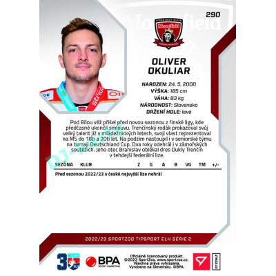 2022/23 Sportzoo ELH 2. série #290 Oliver Okuliar