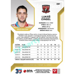 2022/23 Sportzoo ELH 1. série #081 Lukáš Cingel Gold xx/19