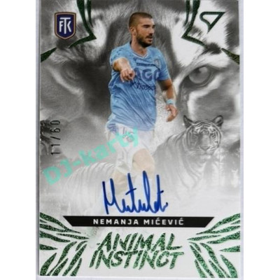 2024/25 Sportzoo Chance Liga 1. série #AIS-NM Nemanja Mićević Animal Instinct Green Auto 11/60