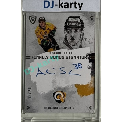 23/24 Goal Cards Finally Season #S-ZL4 Aleksi Salonen Bonus Signature xx/20