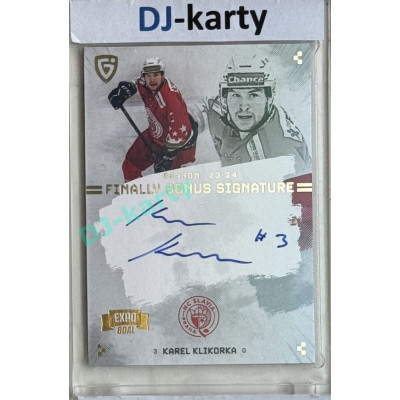 23/24 Goal Cards Finally Season #S-SL1 Karel Klikorka EXPO Bonus signature silver 1of1