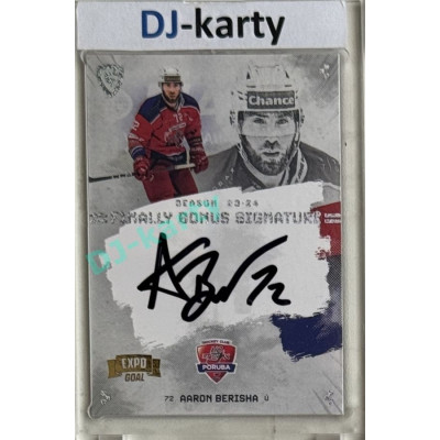 23/24 Goal Cards Finally Season #S-PO1 Aaron Berisha EXPO Bonus signature perleť 1of2