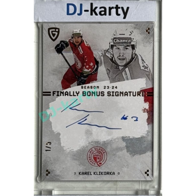 23/24 Goal Cards Finally Season #S-SL1 Karel Klikorka Bonus Signature 1/5