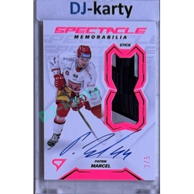 2023/24 Sportzoo ELH 2. serie #SM-PM Patrik Marcel Spectacle Memorabilia Neon Pink Auto 3/5