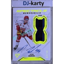 2023/24 Sportzoo ELH 2. serie #SM-PM Patrik Marcel Spectacle Memorabilia Neon Yellow Auto 07/10