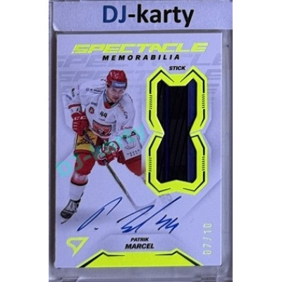 2023/24 Sportzoo ELH 2. serie #SM-PM Patrik Marcel Spectacle Memorabilia Neon Yellow Auto 07/10