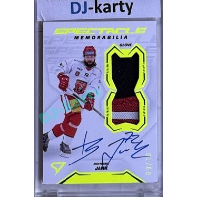 2023/24 Sportzoo ELH 2. serie #SM-BJ Bohumil Jank Spectacle Memorabilia Neon Yellow Auto 09/10