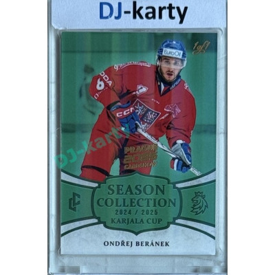 2024/25 LC Repre serie 1 #KC-11 Ondřej Beránek Season Collection Karjala Cup 2024 Prague CardShow 2025 Turquoise 1of1