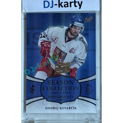 2024/25 LC Repre serie 1 #SHG-11 Ondřej Kovařčík Season Collection Swiss Hockey Games 2024 Prague CardShow 2025 Blue 1of1