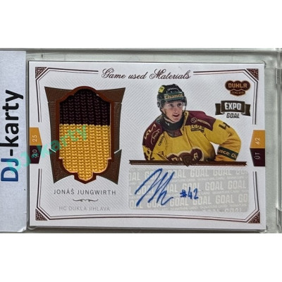 2024/25 Goal Cards Maxa liga 1. série #S-24 Jonáš Jungwirth Game Used Material Signature Expo Gold 1of4