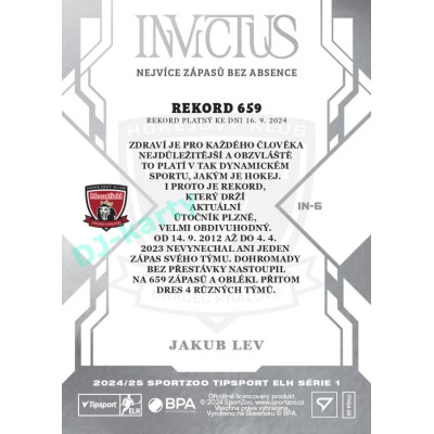 2024/25 Sportzoo ELH 1. serie #IN-6 Jakub Lev Invictus