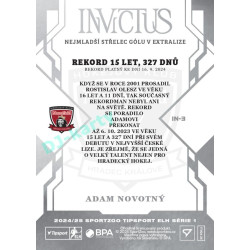 2024/25 Sportzoo ELH 1. serie #IN-3 Adam Novotný Invictus